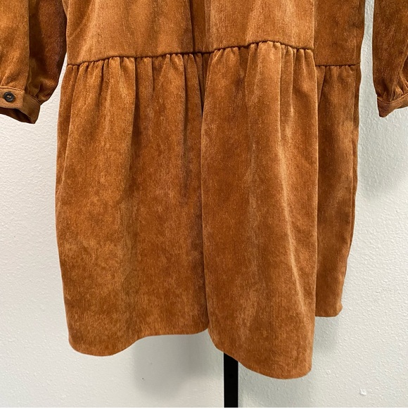 Zara Kids Girls Copper Brown Corduroy Dress 11-12 Boho Fall Church Pumpkin Patch - Picture 10 of 11